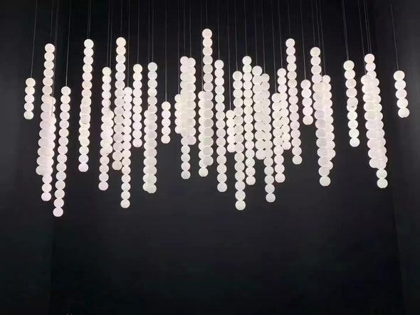 Modern Glass Globe Linear Chandelier, Customizable Glass Pendant Light