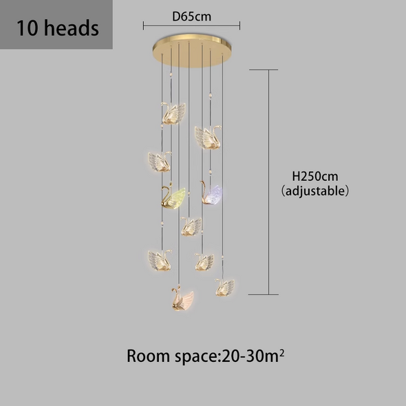 Acrylic Swan Chandeliers Staircase Loft Duplex Luxury pendant Lights Nordic Creative Personality For Home Decor Restaurant Lamps