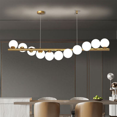 Modern Long Strip Chandelier Glass Magic Bean Spiral Ironwork Chandelier