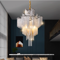 Modern Fringed Chandeliers Luxury Silver Aluminium Chain Pendant lights Living Room Hotel Hanging Lamps