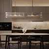 Retro-style Farmhouse Chandelier Rectangular Water Ripple Crystal Glass Home Decor