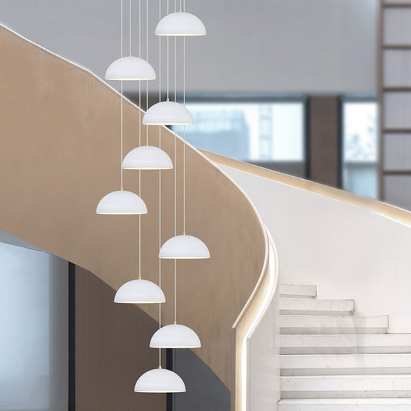 Modern Staircase Acrylic Chandelier, Iron & PMMA Shade, Multi-Lights