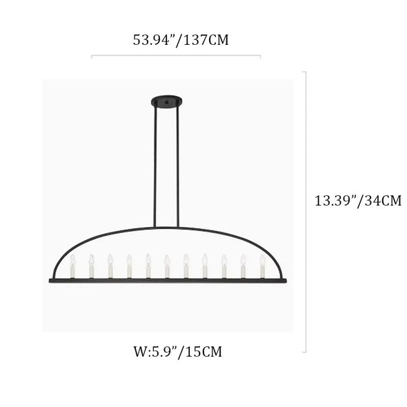 Rectangular Minimal Candle Chandelier For Dining Room Decor Kitchen Island Light Fixtures