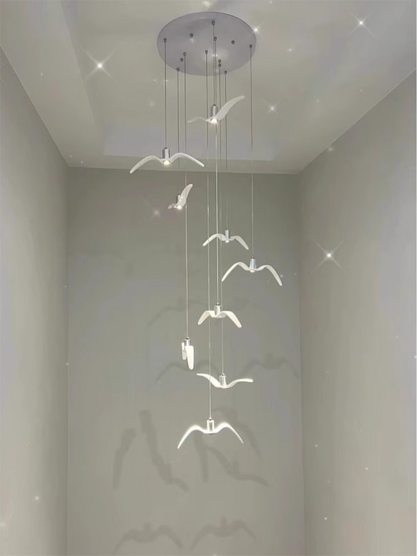 Nordic Bird Chandeliers Stair Resin Sky Freedom Seagull Pendant Lights Coffee Shop Beauty Salon Clothing Shop