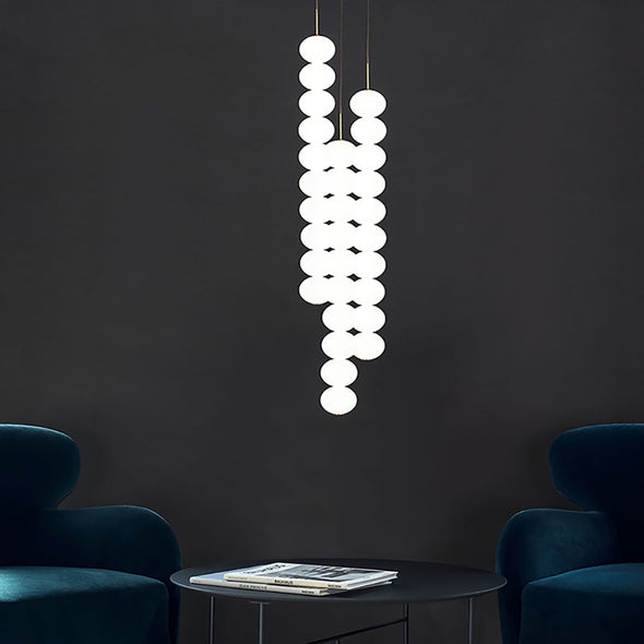 Modern Glass Globe Linear Chandelier, Customizable Glass Pendant Light