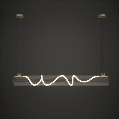 Modern Wave LED Chandelier Iron Acrylic Linear Pendant with Adjustable Length