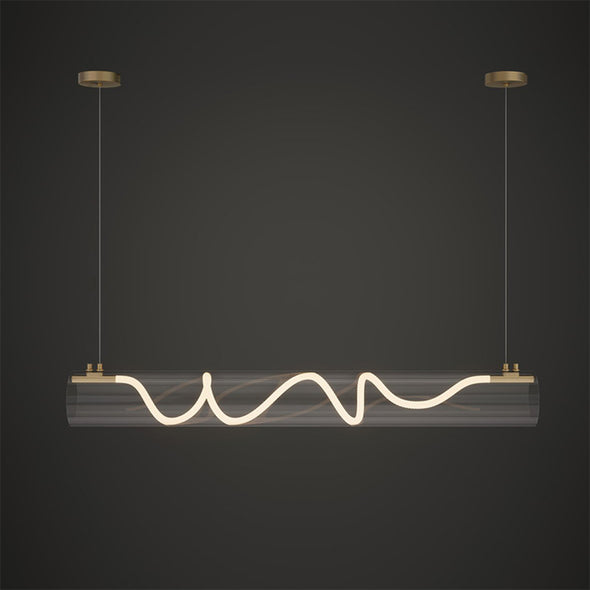 Modern Wave LED Chandelier Iron Acrylic Linear Pendant with Adjustable Length