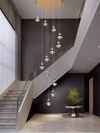 Modern Diamond Crystal Chandeliers Long Line Pendant Lamps Restaurant Duplex Villa Living Room Loft Stair light