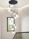 Mid-Century Modern Staircase Chandelier Aluminum 6-28 Lights Gold Black