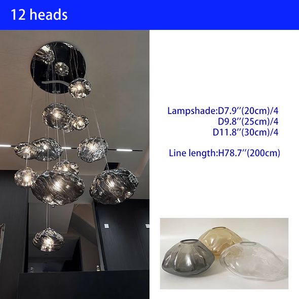 Nordic Cloud Pendant Lights Glass Chandeliers Art Decorative Design Staircase Restaurant Hanging Lamps