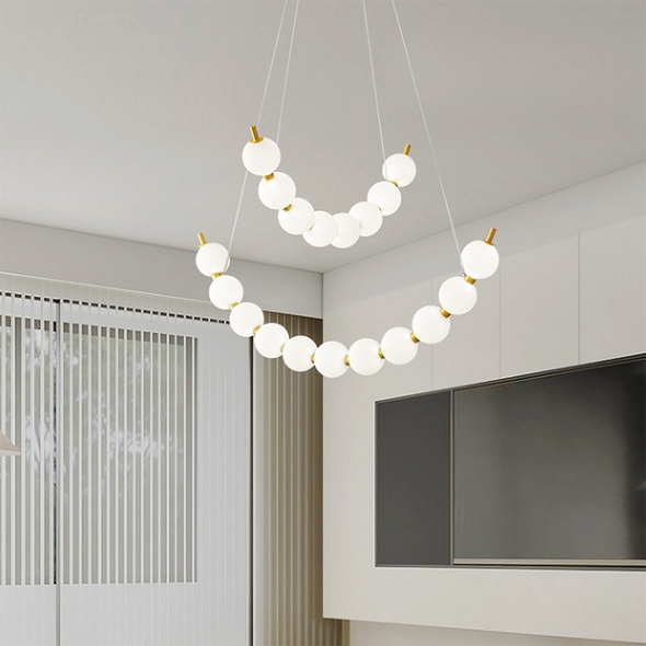 Modern Curved String Chandelier Copper PMMA Shade Multi - tiered combination