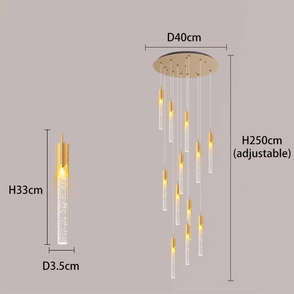 Crystal Column Chandelier Modern Simple Luxurious Stairway Restaurant  Department  Duplex Living Room LOFT Hollow High Long Lamp