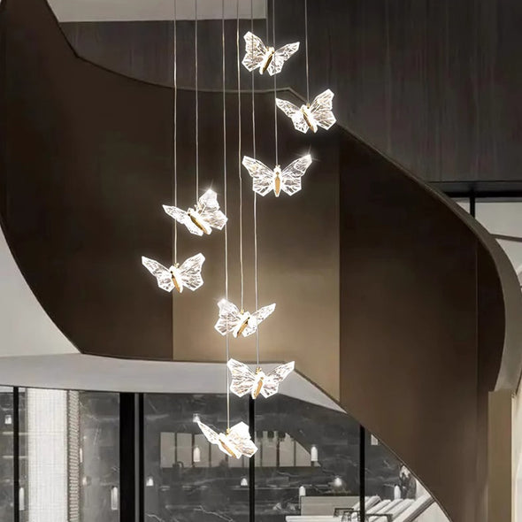 Modern Butterfly Chandelier High Ceiling Pendant Light Home Decor
