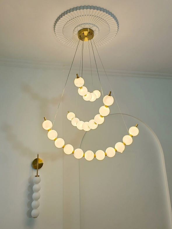 Modern Curved String Chandelier Copper PMMA Shade Multi - tiered combination