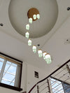 Modern Rotating Bead Curtain Chandelier Aluminum Frame PMMA Shade 3-26 Lights