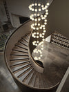 Mid-Century Modern Staircase Chandelier Aluminum 6-28 Lights Gold Black