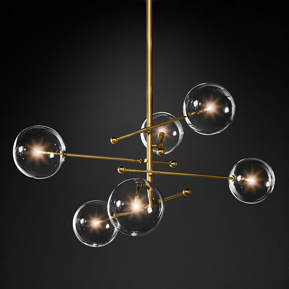 Modern Bubble Chandelier Artistic Branch-Style Ceiling Light with Clear Glass Shades