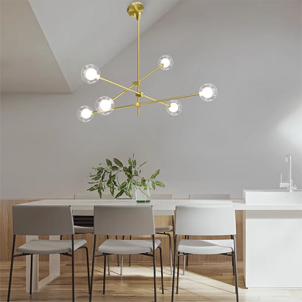 Modern Led Chandelier Home Decoration Long Pole Design Adjustable Angle Black/Gold Hanging Lamps