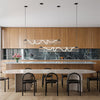 Modern Wave LED Chandelier Iron Acrylic Linear Pendant with Adjustable Length