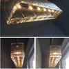 Retro-style Farmhouse Chandelier Rectangular Water Ripple Crystal Glass Home Decor