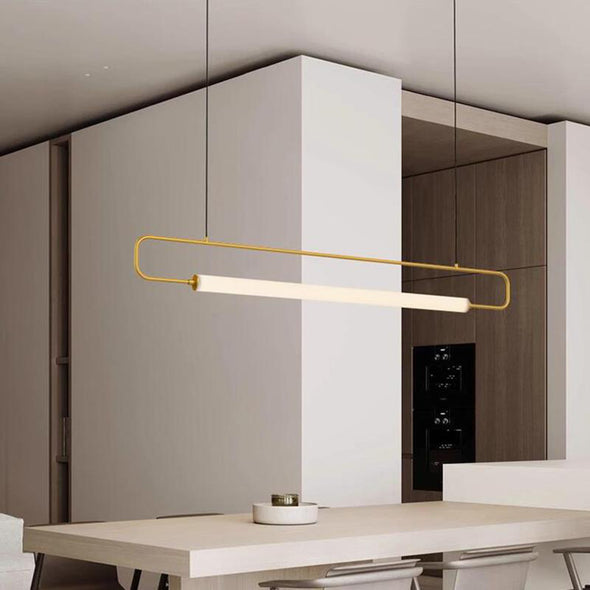 Modern Linear Pendant Light, Iron PMMA Shade, 32 - 55 Inch Adjustable Length