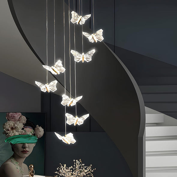 Modern Butterfly Chandelier High Ceiling Pendant Light Home Decor