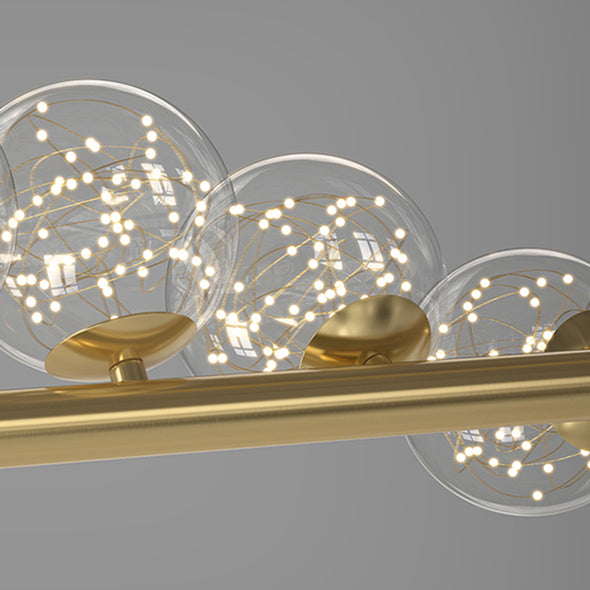 Modern Long Strip Chandelier Glass Magic Bean Spiral Ironwork Chandelier