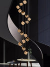 Modern Crystal Cube Chandelier, Multi Light Pendant with Titanium Black
