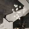 Mid-Century Modern Staircase Chandelier Aluminum 6-28 Lights Gold Black