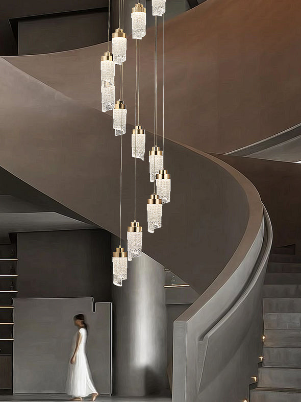 Modern Rotating Bead Curtain Chandelier Aluminum Frame PMMA Shade 3-26 Lights
