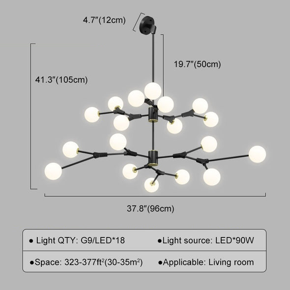 Post Modern Chandelier With Glass Ball Hanging Pendant Light For Sloped Ceiling Living Room