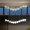 Modern Long Strip Chandelier Glass Magic Bean Spiral Ironwork Chandelier
