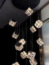Modern Crystal Cube Chandelier, Multi Light Pendant with Titanium Black