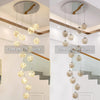 Chandelier Glass Ball Gypsophila, Modern LED Staircase Chandelier Lights, Large Chandeliers for High Ceilings, Modern Villas and Stairs