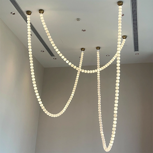 Post Modern Bubble Necklace Chandeliers Glass Ball Luxury Pearl Pendant Lights For Staircase Foyer Living Room