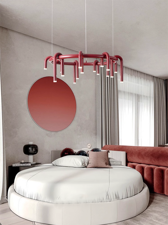 U-shaped Chandeliers Minimalist Dark Red Black Living Room Restaurant Bar Bedroom Lighting Fixtures