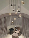 Stair Chandelier Raindrop Globe High Ceiling Lighting Long Pendant Light for Hallway, Living Room, Foryer