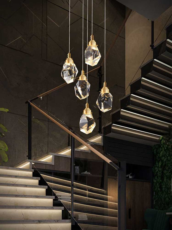 Luxury Crystal High Ceiling Chandelier Decor for Staircase Living Room Entrance Foyer Light Fixtures Modern Large Raindrop Chandeliers Lamp