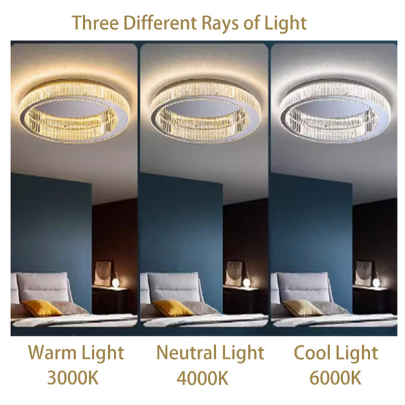 Crystal Flush Mount Ceiling Light Fixture, LED Modern Close to Ceiling Light, Hallway Light Fixtures Round Ceiling Chandelier for Bedroom Kitchen Bathroom Closet Foyer