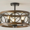 American Style Country Ceiling Light, 3 Light Black Faux Wood Chandelier for Dining Room Kitchen Corridor Bedroom