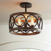 American Style Country Ceiling Light, 3 Light Black Faux Wood Chandelier for Dining Room Kitchen Corridor Bedroom