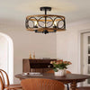 American Style Country Ceiling Light, 3 Light Black Faux Wood Chandelier for Dining Room Kitchen Corridor Bedroom