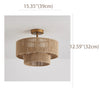 Rattan Wicker Drum Chandeliers for Dining Room, 3-Light Bohemian Hand-Woven Light Fixture for Living Room Kitchen  Bedroom Hallway