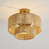 Rattan Wicker Drum Chandeliers for Dining Room, 3-Light Bohemian Hand-Woven Light Fixture for Living Room Kitchen  Bedroom Hallway