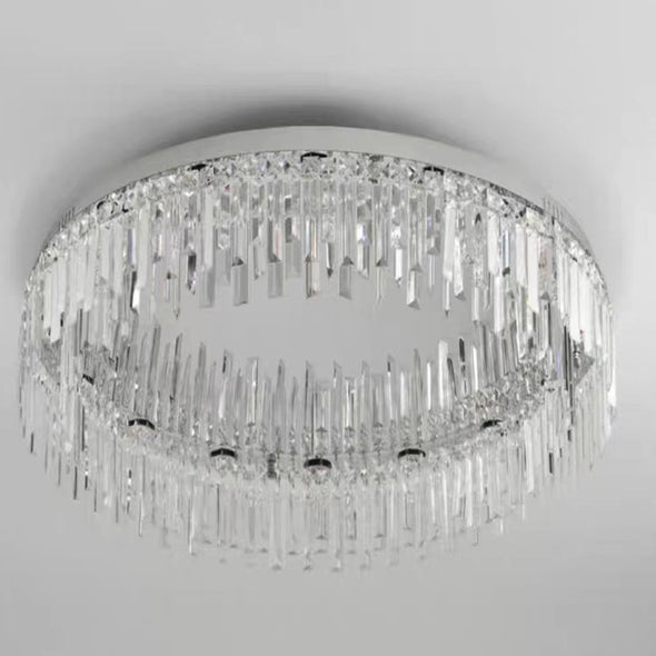 Crystal Ceiling-Light Flush Mount, 3 Colors Temp, Modern Crystal Chandeliers for Bedroom Hallway Dining Room and Living Rooms