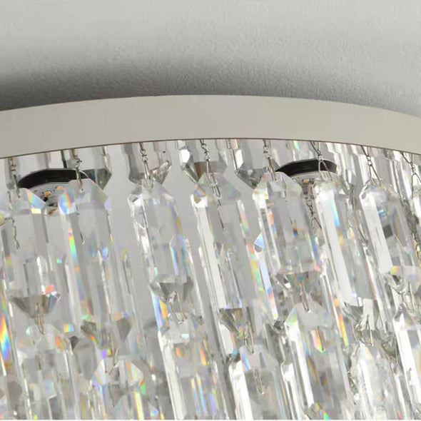 Crystal Ceiling-Light Flush Mount, 3 Colors Temp, Modern Crystal Chandeliers for Bedroom Hallway Dining Room and Living Rooms