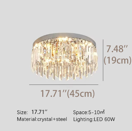 Crystal Ceiling-Light Flush Mount, 3 Colors Temp, Modern Crystal Chandeliers for Bedroom Hallway Dining Room and Living Rooms