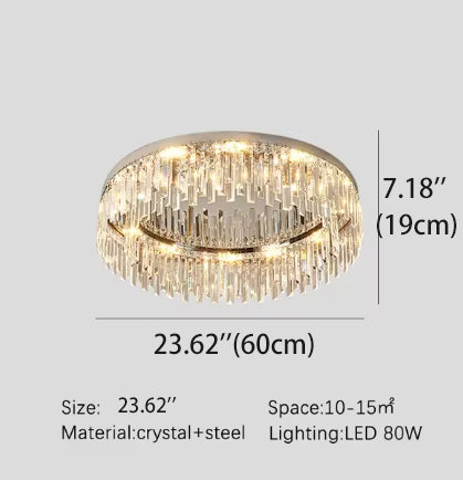 Crystal Ceiling-Light Flush Mount, 3 Colors Temp, Modern Crystal Chandeliers for Bedroom Hallway Dining Room and Living Rooms