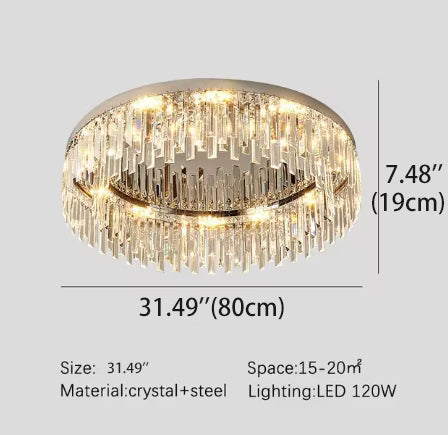 Crystal Ceiling-Light Flush Mount, 3 Colors Temp, Modern Crystal Chandeliers for Bedroom Hallway Dining Room and Living Rooms