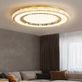 Crystal Chandelier LED Modern Flush Mount Ceiling Light Fixtures Round Ring Luxury Large Chandelier for Living Room Bedroom Dining Room Entrance